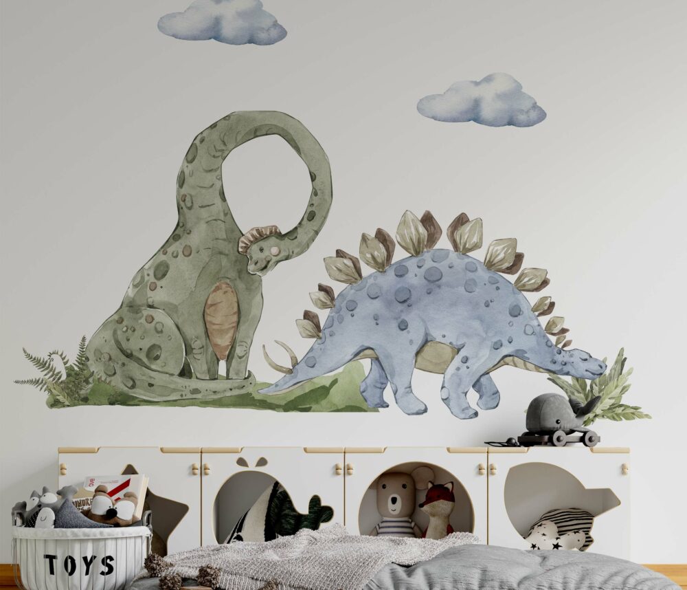 Brachiozaur i Stegozaur dla najmłodszych - naklejki ścienne