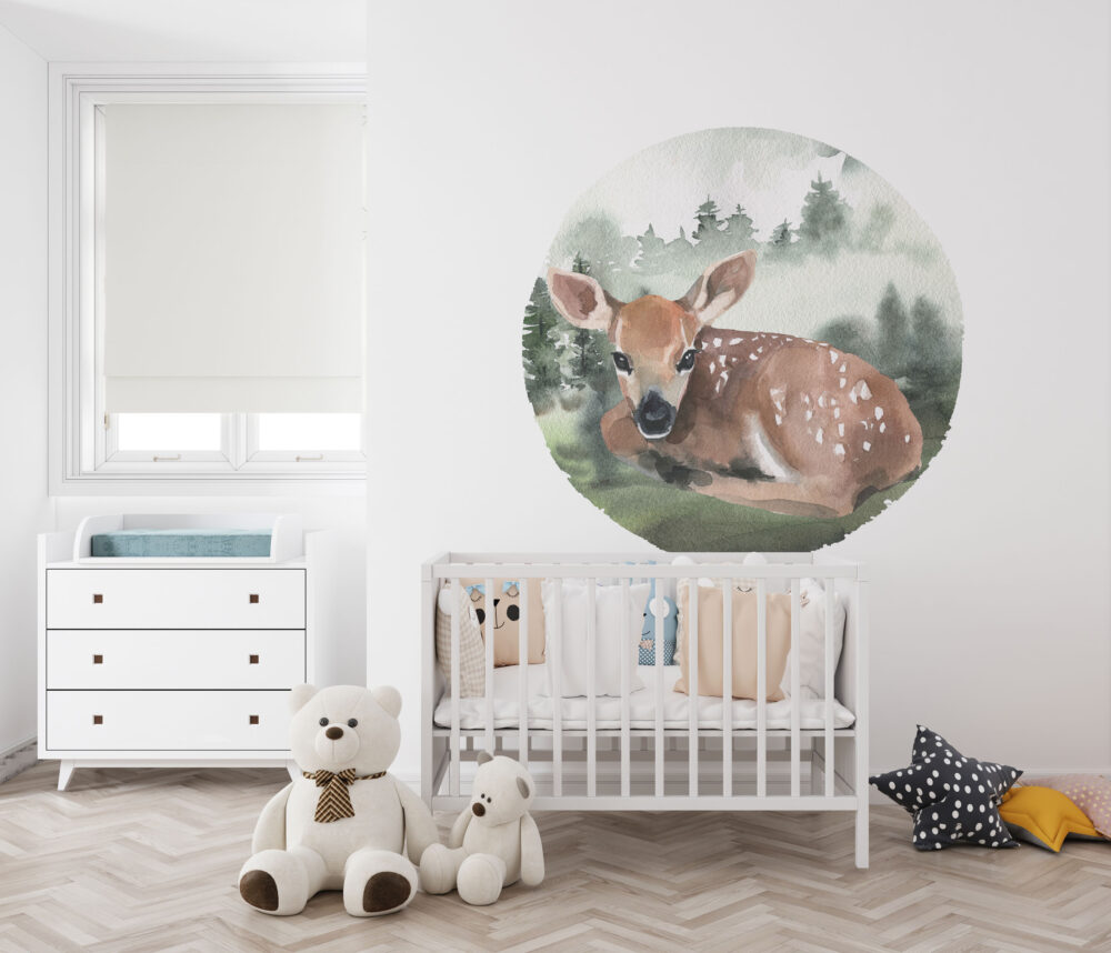 portret sarenki w okręgu, naklejka ścienna z motywem zwierząt lasu, ozdoba do pokoju dziecięcego, dekoracja na ścianę i drzwi do pokoju dziecięcego