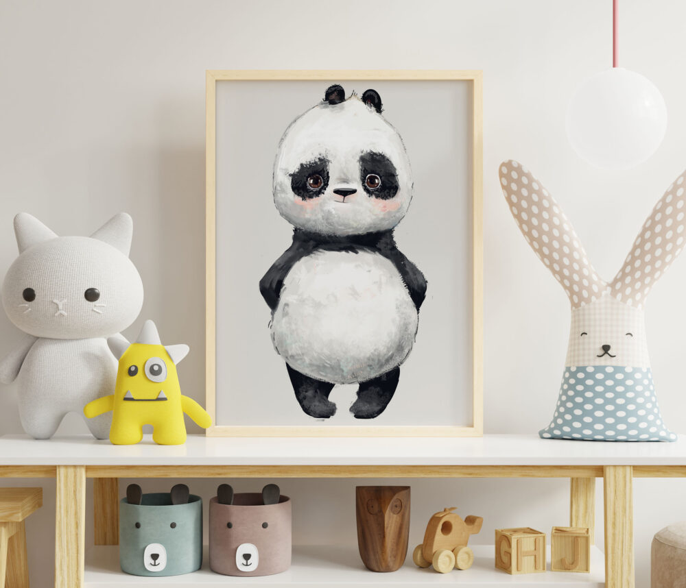 Plakat do pokoju dziecka przedstawiający uroczą pandę. Ozdoba do pokoju dziecka z pandą.